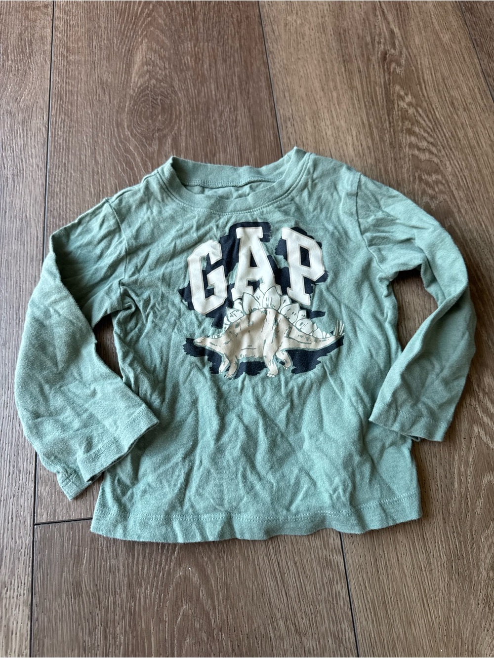GAP Soft Sage Long-Sleeve Dino Applique Tee